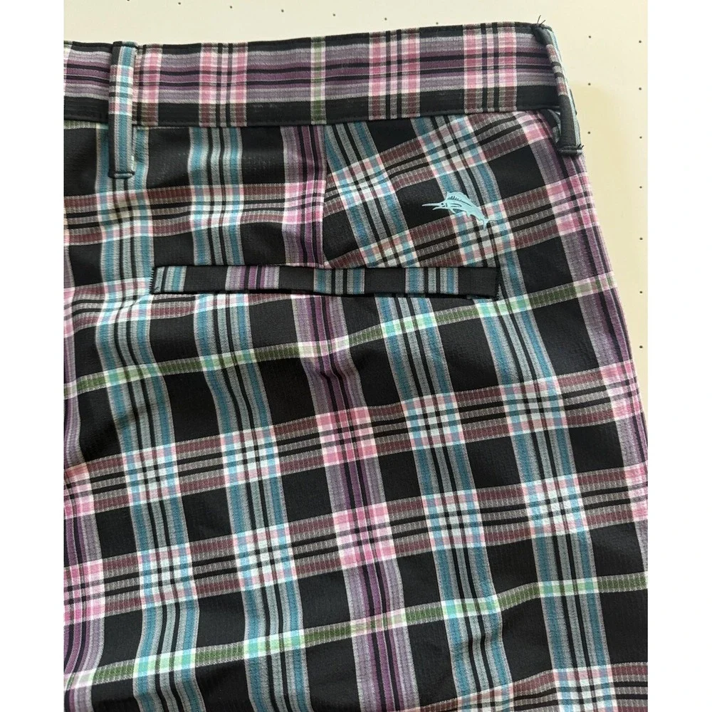 Tommy Bahama‎ Shorts Men sz 38 Golf Multicolor Plaid Stretch No Slip Band Casual